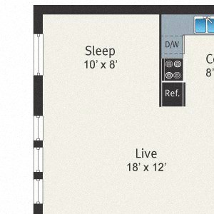 Studio Floor plan Reside on Clarendon